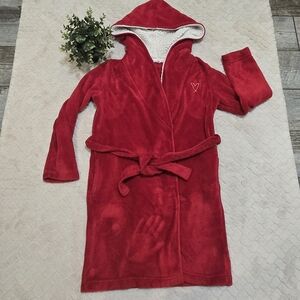 Victoria's  Secret Red Plush Hooded and Belted Robe, Size XS/S